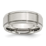 Chisel Stainless Steel Polished with Brushed Center 8mm Ridged Edge Band - SR-3BBABD07-9057