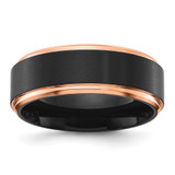 Chisel Stainless Steel Polished with Brushed Center Black and Rose IP-plated 8mm Band - SR-D79E5041-9110