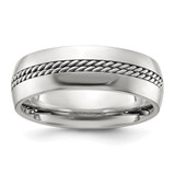 Chisel Stainless Steel Polished with Chain Inlay 7mm Center - SR-D1C03AA9-4211