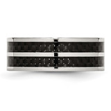Chisel Stainless Steel Polished with Double Row Black Carbon Fiber Inlay 8mm Band - SR-CCDE9B70-4114