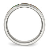 Chisel Stainless Steel Polished with Imitation Opal Inlay 8mm Band - SR-C117F41C-4684