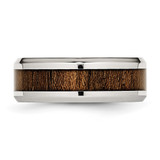 Chisel Stainless Steel Polished with Koa Wood Inlay Enameled 8mm Band - SR-1B5783F8-3700