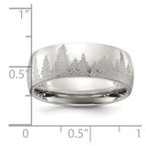 Chisel Stainless Steel Polished with Lasered Tree Design 8mm Band - SR-B5F69E16-3729
