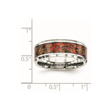 Chisel Stainless Steel Polished with Red Imitation Opal Inlay 8mm Band - SR-4E389EBB-2689