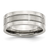 Chisel Stainless Steel Polished with Satin Center 8mm Grooved Band - SR-30489626-9774