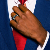 Chisel Stainless Steel Polished with Turquoise and Black Star Sandstone Inlay 8mm Band - SR-3595C979-3002