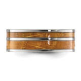 Chisel Stainless Steel Polished with Wood Inlay 8mm Band - SR-E1742BB6-7268