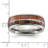 Chisel Stainless Steel Polished with Wood Inlay Arrow 8mm Band - SR-CB2880BA-7018