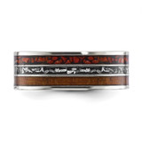 Chisel Stainless Steel Polished with Wood, Imitation Meteorite and Red Stone Inlay 8mm Band - SR-5B540385-6680