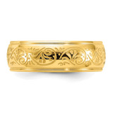 Chisel Stainless Steel Polished Yellow IP-plated Etched Design Ridged Edge 7.5mm Band - SR-DB6B1251-3611