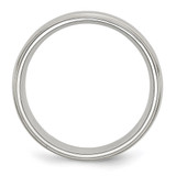 Chisel Stainless Steel Sterling Silver Inlay Brushed and Polished 8mm Ridged Edge Band - SR-DA1BB3A0-4539
