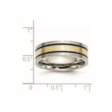 Chisel Titanium Antiqued and Brushed with 14k Gold Inlay 7mm Flat Band - TB-9D0616E7-9381