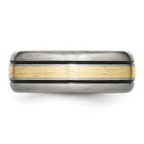 Chisel Titanium Antiqued and Brushed with 14k Gold Inlay 8mm Grooved Band - TB-1CE47772-1518