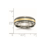 Chisel Titanium Antiqued and Brushed with 14k Gold Inlay 8mm Grooved Band - TB-AF79C597-8387