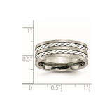 Chisel Titanium Antiqued and Brushed with Sterling Silver Braided Inlay 8mm Band - TB-7D823C16-1797