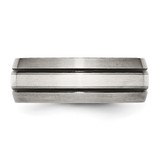 Chisel Titanium Antiqued and Brushed with Sterling Silver Inlay 8mm Grooved Band - TB-101B5199-7867