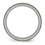 Chisel Titanium Antiqued with Brushed Center Sterling Silver Inlay 6mm Grooved Band - TB-D40E08B9-9053
