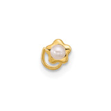 14K 22 Gauge Flower Freshwater Cultured Pearl Nose Ring Body Jewelry