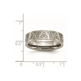 Chisel Titanium Brushed 6mm Trinity Symbol Flat Band - TB-A6927FB2-7509