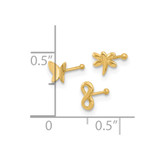 14K 22 Gauge Polished Infinity Symbol, Dragonfly and Butterfly Nose Stud