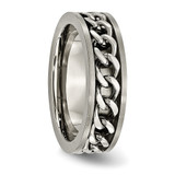 Chisel Titanium Brushed 7mm Chain Inlay Band - TB-280B9095-8043