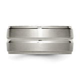 Chisel Titanium Brushed and Polished 10mm Grooved Ridged Edge Band - TB-192EA264-8578