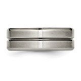 Chisel Titanium Brushed and Polished 8mm Grooved Beveled Edge Band - TB-0E81CC76-5404