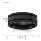 Chisel Titanium Brushed and Polished Black IP-plated Notched 8mm Band - TB-EE34DA12-6601