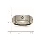 Chisel Titanium Brushed and Polished Masonic Laser Design 8mm Beveled Edge Band - TB-314098DA-6896