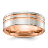 Chisel Titanium Brushed and Polished Rose IP-plated Stripes 8mm Band - TB-42BA8228-6108