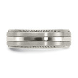 Chisel Titanium Brushed and Polished Textured Edge 7mm Band - TB-B3BD393C-1213