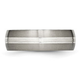 Chisel Titanium Brushed and Polished with Sterling Silver Inlay 7mm Grooved Band - TB-F93AE3AF-8074