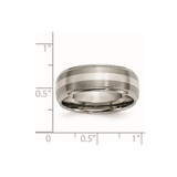 Chisel Titanium Brushed and Polished with Sterling Silver Inlay 8mm Ridged Edge Band - TB-C70C9227-1658