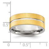 Chisel Titanium Brushed and Polished Yellow IP-plated 8mm Band - TB-57D5B3C6-5878