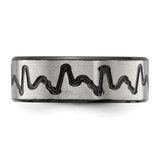 Chisel Titanium Brushed Black IP-plated Heartbeat 8mm Band - TB-92E95D8B-2246