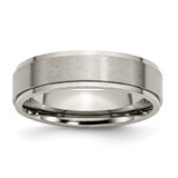 Chisel Titanium Brushed Center 6mm Ridged Edge Band - TB-49C6F88B-9697