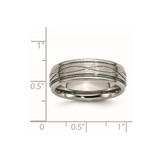 Chisel Titanium Brushed Center 7mm Criss-cross Design Ridged Edge Band - TB-FAE9BD16-9967