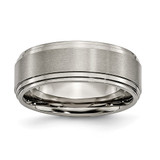 Chisel Titanium Brushed Center 8mm Double Step Ridged Edge Band - TB-60ECB00E-2563