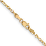 14K 22 inch 2.2mm Diamond-cut Round Open Link Cable with Lobster Clasp Chain