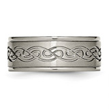 Chisel Titanium Brushed Center 9mm Scroll Design Band - TB-2582D9F9-7779