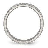 Chisel Titanium Brushed Center Black Enamel 6mm Ridged Edge Band - TB-2C920DAD-3125