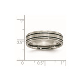 Chisel Titanium Brushed Center Black Enamel 6mm Ridged Edge Band - TB-B43D0198-2149