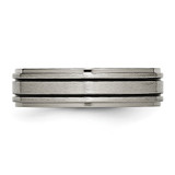 Chisel Titanium Brushed Center Black Enamel 6mm Ridged Edge Band - TB-C39235BA-3846