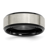 Chisel Titanium Brushed Center Black IP-plated 8mm Beveled Edge Band - TB-295B84EA-3944