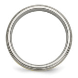 Chisel Titanium Brushed Center with 14k Gold Inlay 6mm Ridged Edge Band - TB-A2E3308C-5152