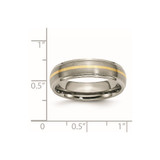 Chisel Titanium Brushed Center with 14k Gold Inlay 6mm Ridged Edge Band - TB-FC19A29E-9758