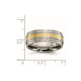 Chisel Titanium Brushed Center with 14k Gold Inlay 8mm Ridged Edge Band - TB-39414110-7991