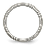 Chisel Titanium Brushed Center with Sterling Silver Inlay 6mm Ridged Edge Band - TB-0713E510-3617