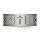 Chisel Titanium Brushed Cross Design 8mm Flat Band - TB-9D1FDA5A-6266