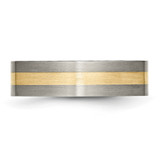 Chisel Titanium Brushed with 14k Gold Inlay 6mm Flat Band - TB-863722AA-9198